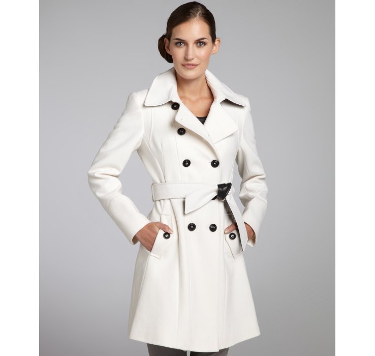 Lyst - Dkny Double Breasted Dawn Belted Trench Coat in White