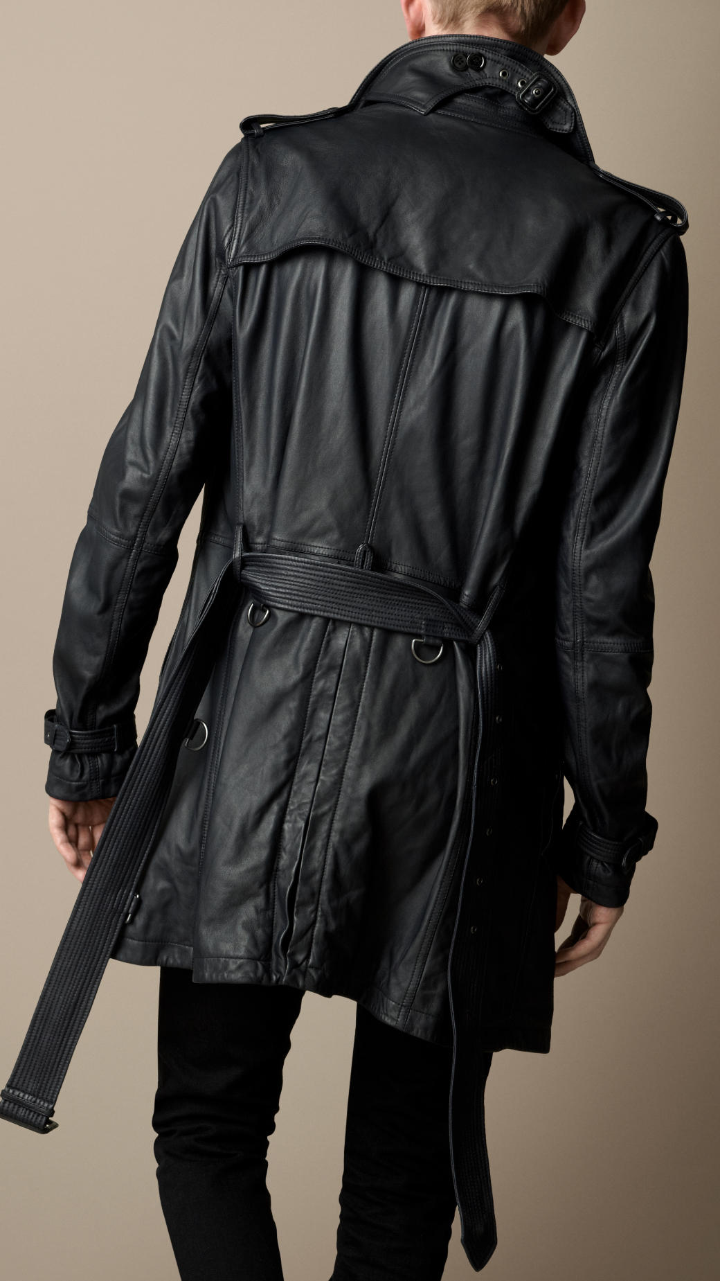 Burberry trench coat leather clearance