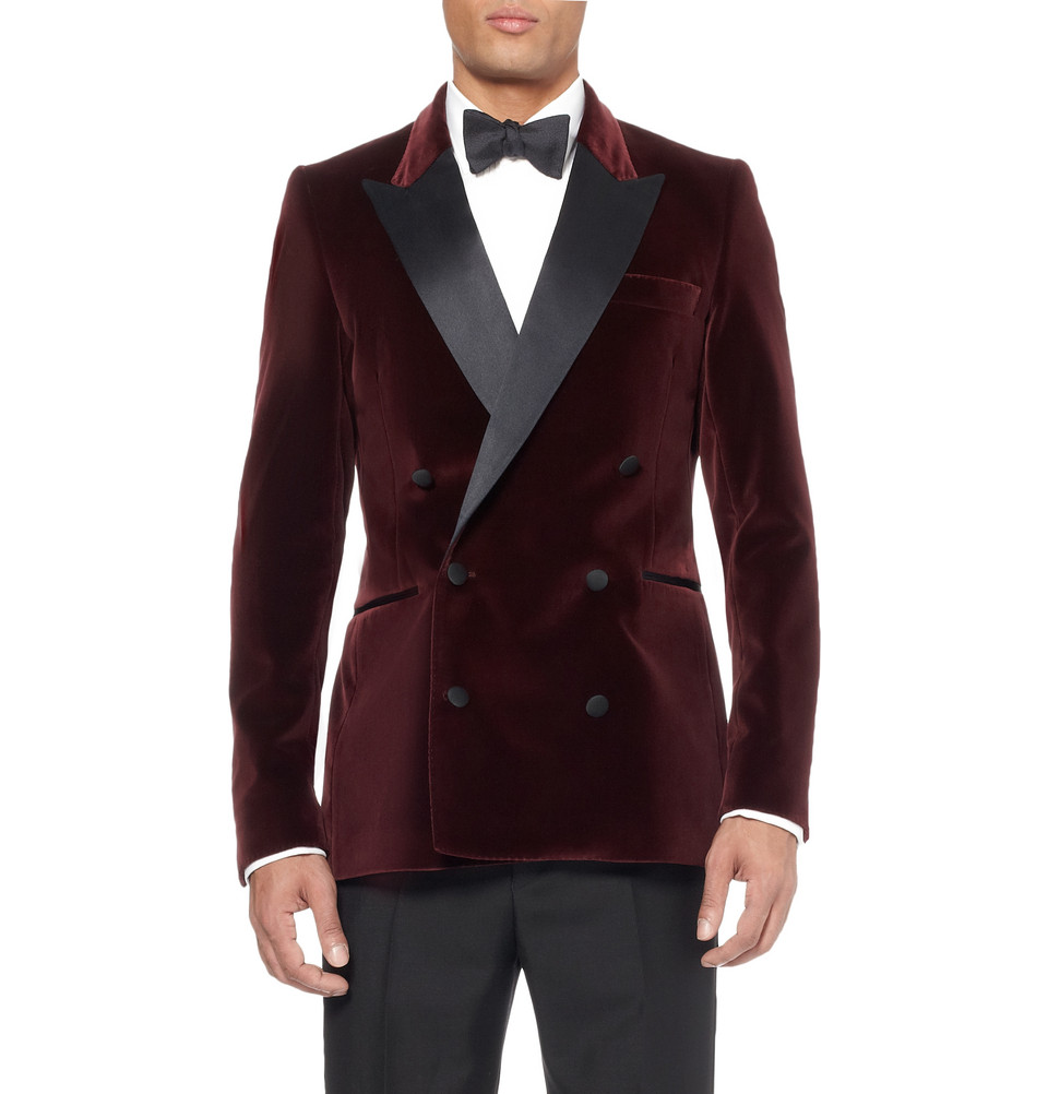 Acne Studios Grant Slim Fit Velvet Tuxedo Jacket in Red (Purple) for Men - Lyst