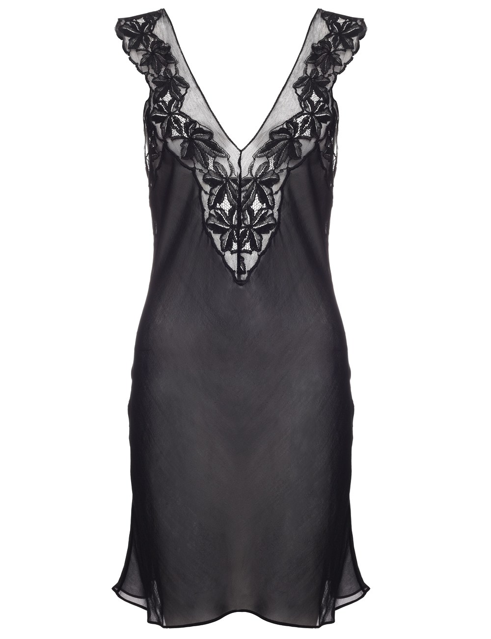 Aloe Black Sheer Silk Lace Slip in Black | Lyst