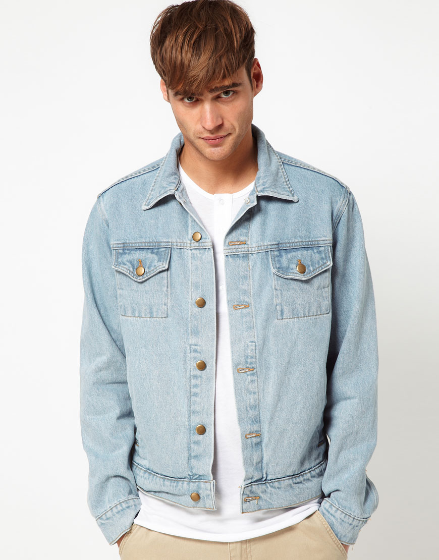American Apparel Denim Jacket with Flag Print in Blue for Men - Lyst