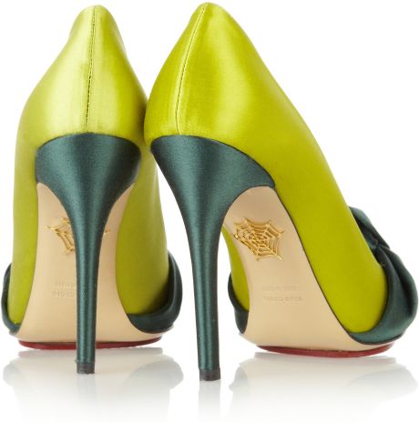 Charlotte Olympia Ava Twotone Satin Pumps in Yellow (chartreuse) | Lyst