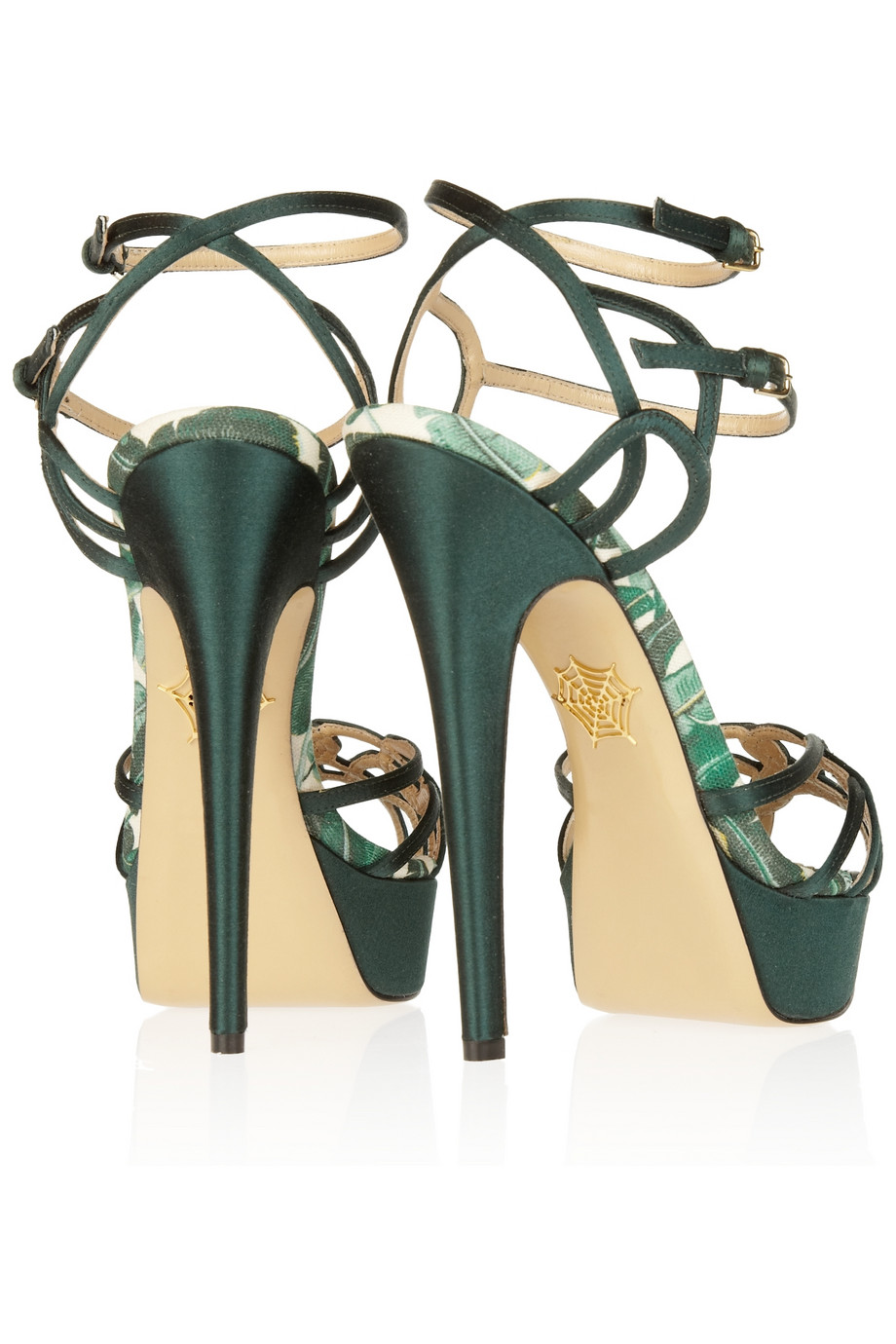 Lyst - Charlotte Olympia Ursula Satin Sandals in Green