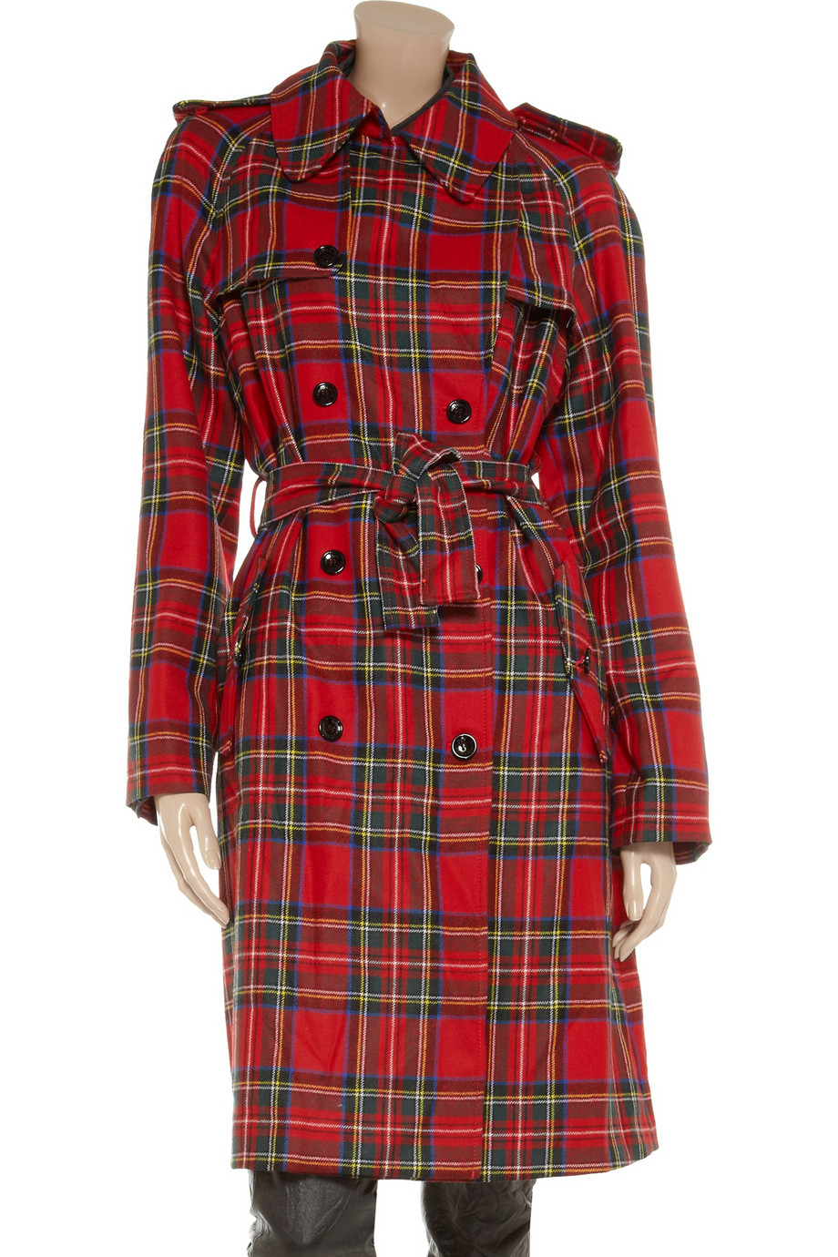 Dolce & Gabbana Plaid Wool Trench Coat in Red - Lyst