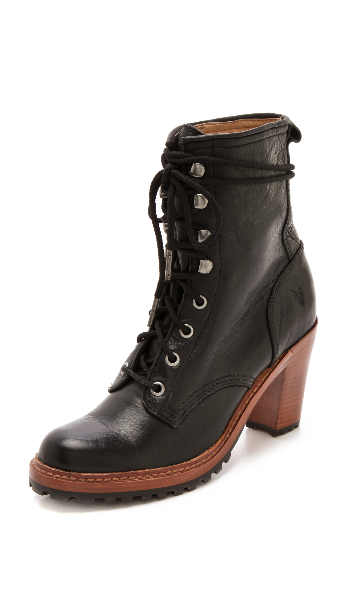 womens lace up booties black