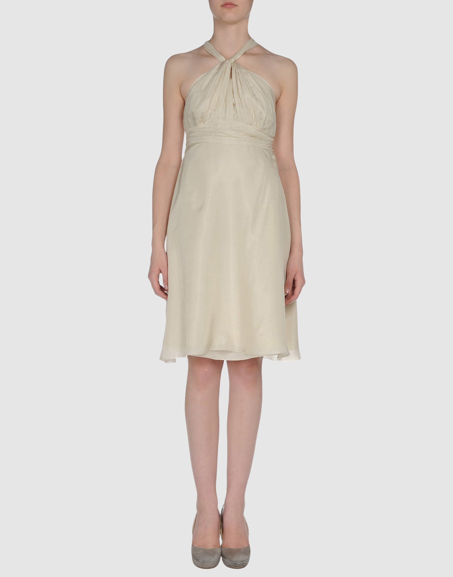 Midi Dress - Solid Color Pleated / Three-Quarter Sleeve Free shipping and returns on Women's Beige Dresses at goodforexbinar.cf