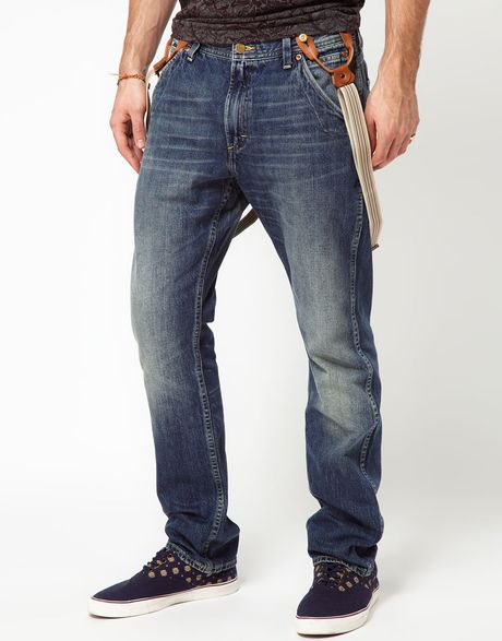 Lee 101 Slim Tapered Logger Candiani Jeans with Braces in Blue for Men ...
