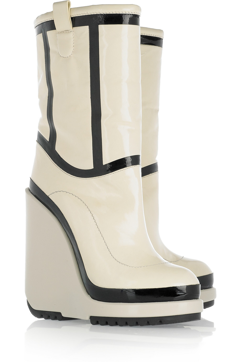 Marc Jacobs Patent-leather Wedge Boots in Cream (Natural) - Lyst
