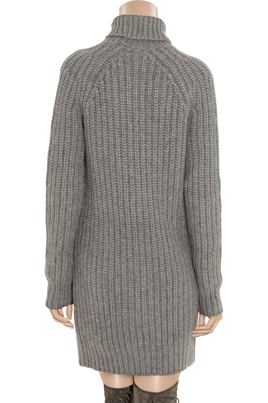 Michael Kors Knitted Cashmere Turtleneck Sweater Dress in Anthracite