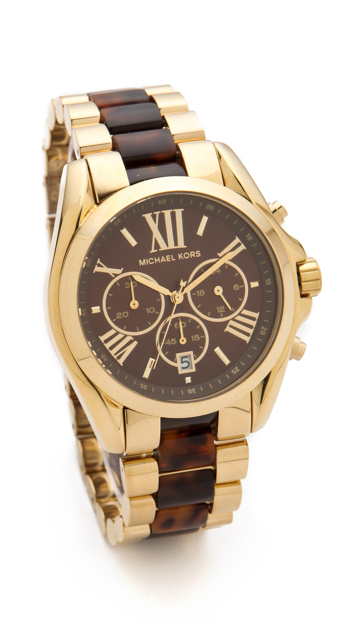 Michael Kors Bradshaw Chronograph Watch - Tortoise/Gold in 