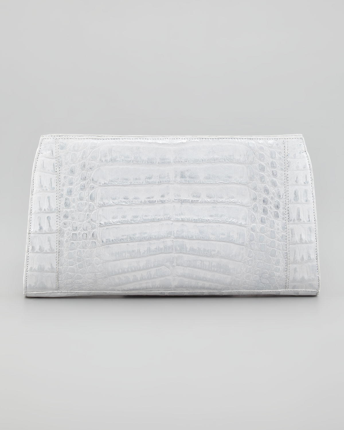 white croc clutch bag