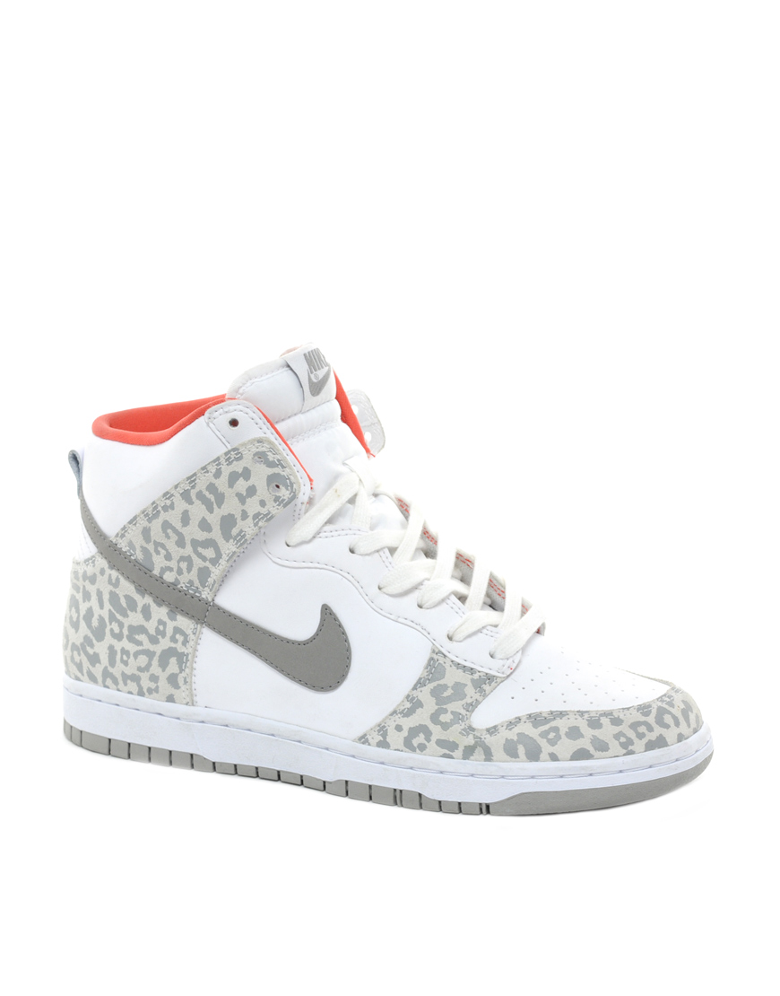 Dunk Grey Leopard High Top Trainers | Lyst