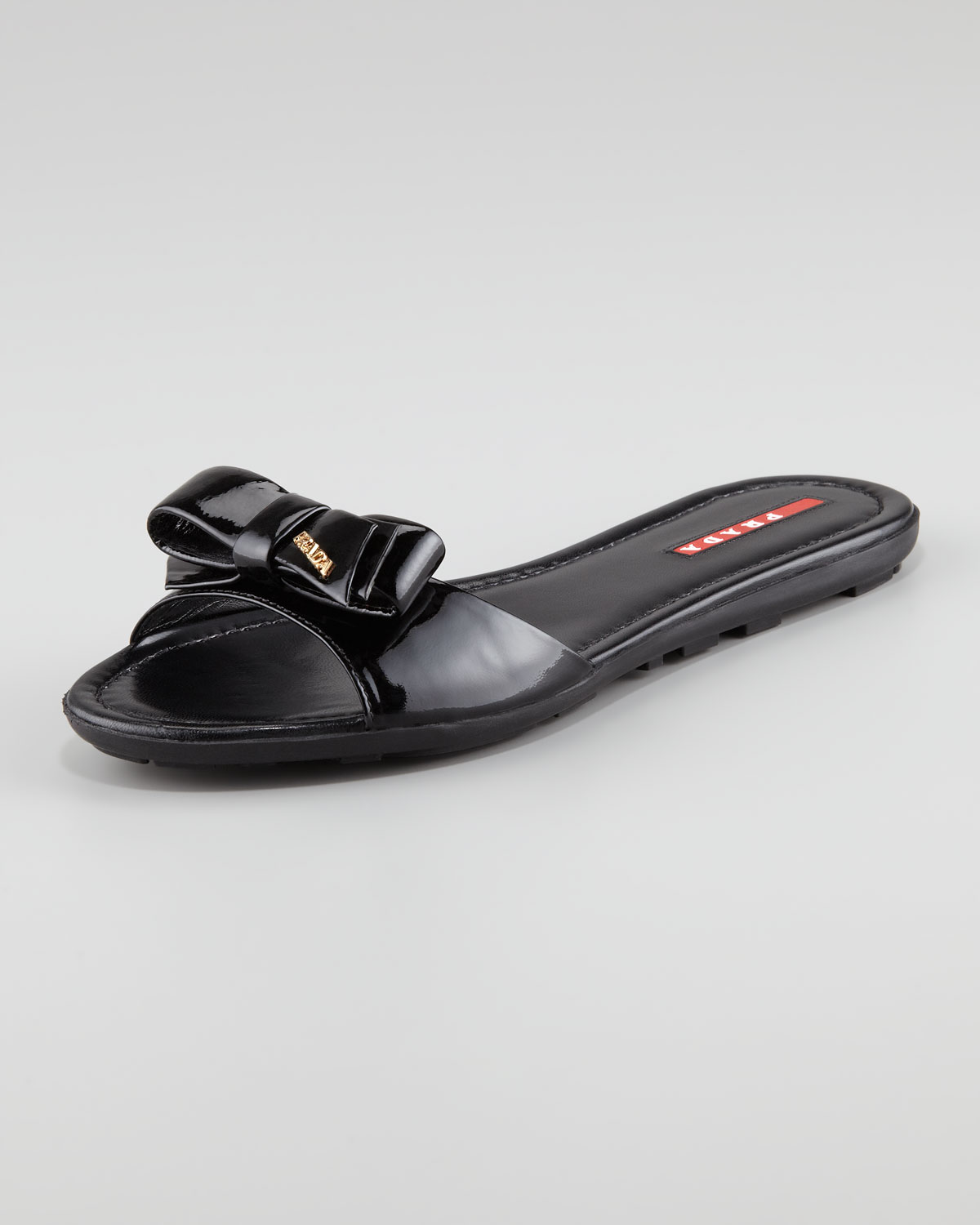 prada bow logo pointed toe flat