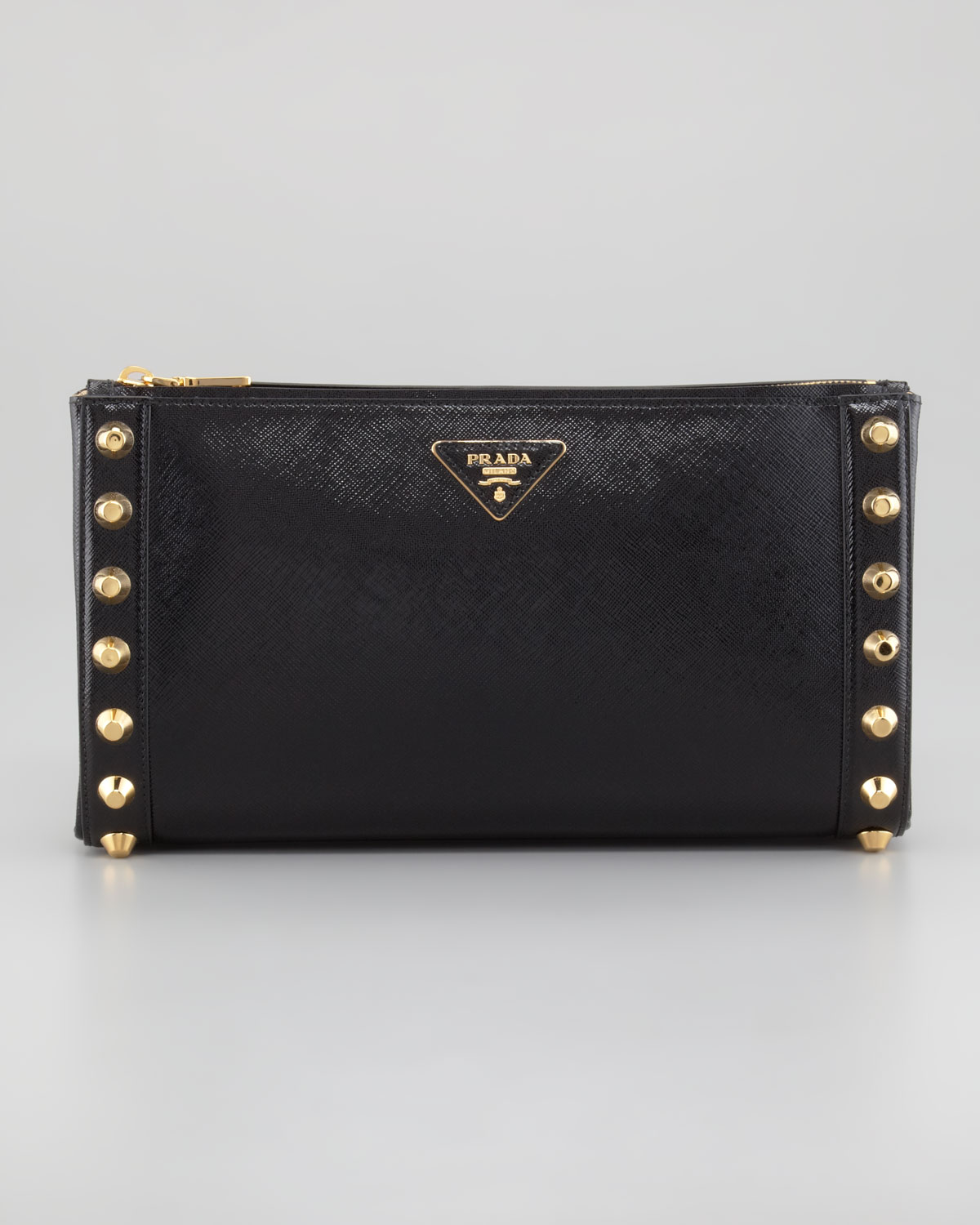 best prada handbags - Prada Saffiano Vernice Studded Clutch Nero in Black (nero) | Lyst