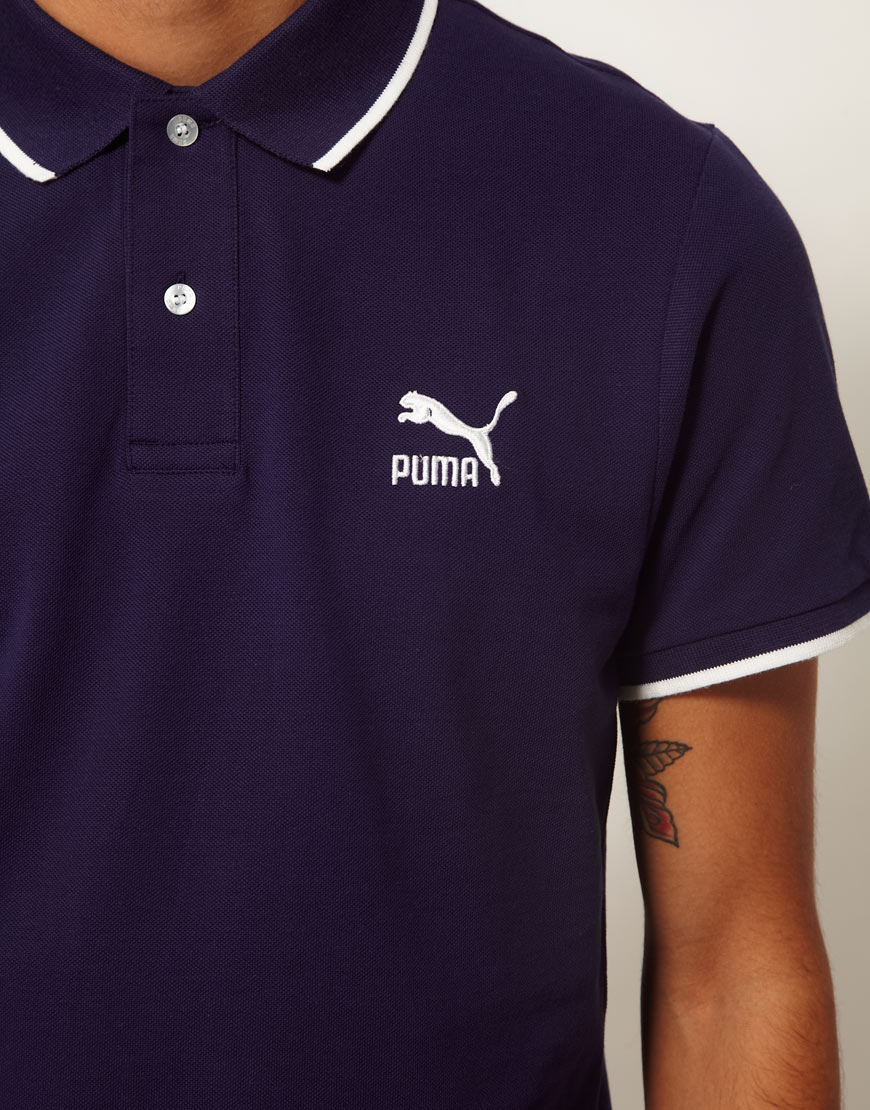 PUMA Heritage Polo Shirt in Blue for Men - Lyst