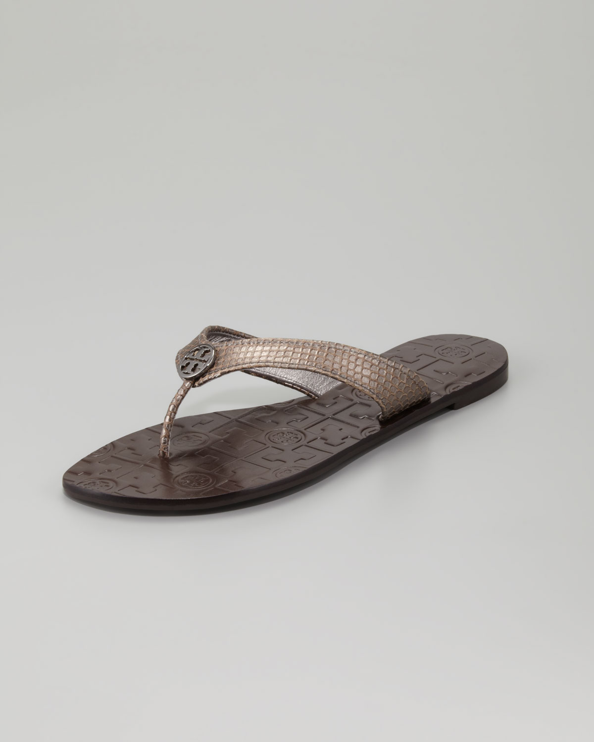 tory burch metallic flip flops