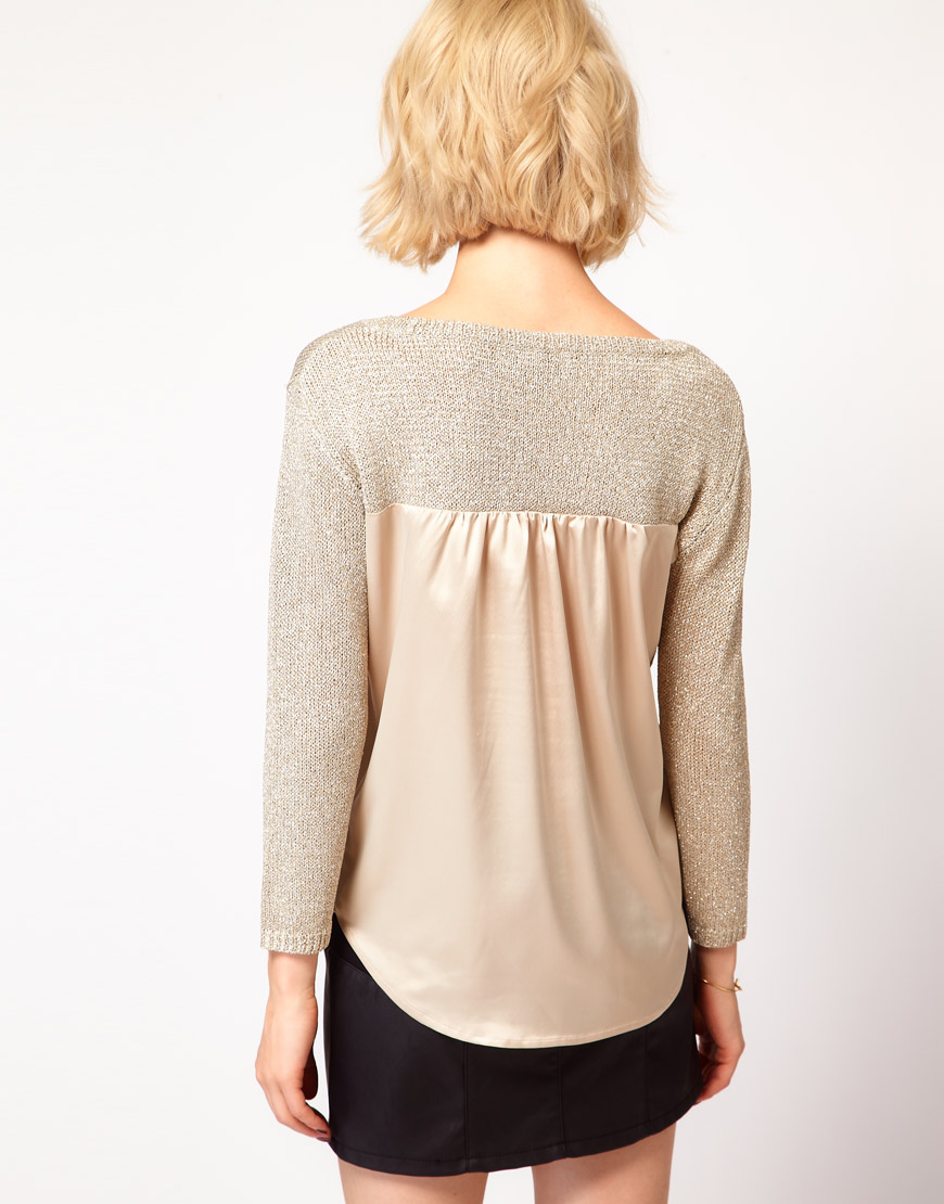 Asos collection Asos Woven Back Jumper in Natural Lyst