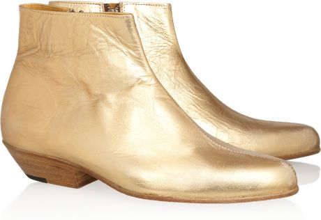 Esquivel Jett Metallic Leather Ankle Boots in Gold | Lyst
