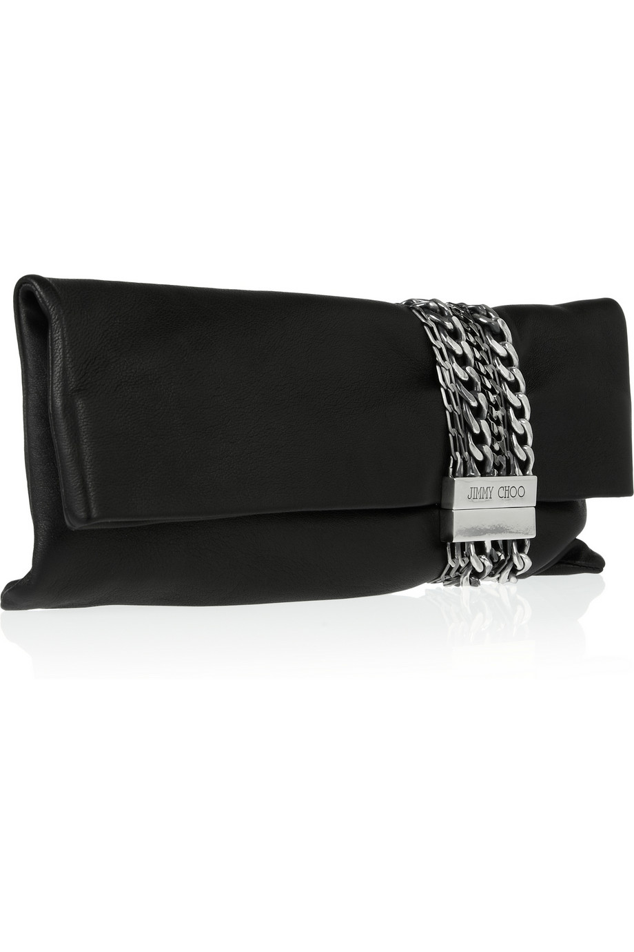 Lyst - Jimmy Choo Chandra Chainembellished Leather Clutch in Black