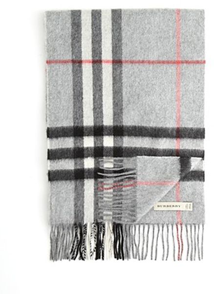 Burberry Giant Icon Check Cashmere Scarf in Gray for Men (light grey ...