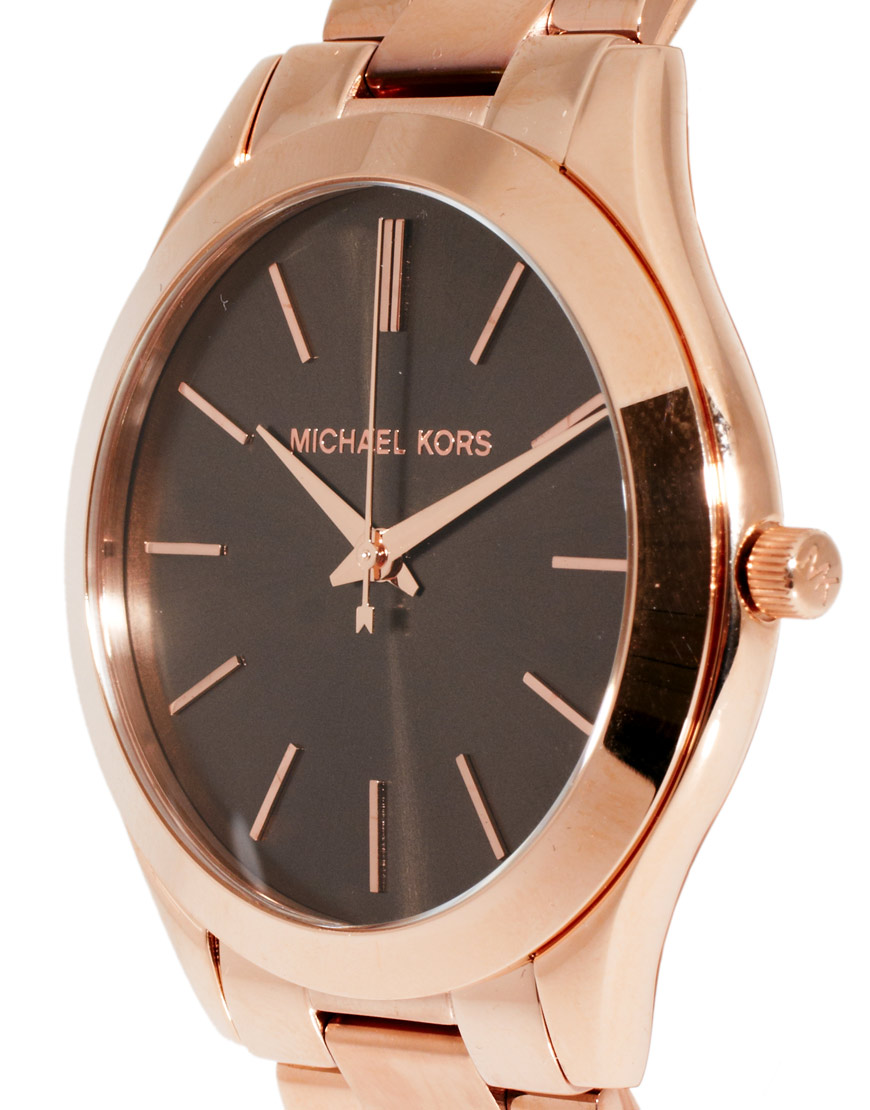 Michael Kors Boyfriend Rose Gold Bracelet Watch in Brown (Pink) - Lyst