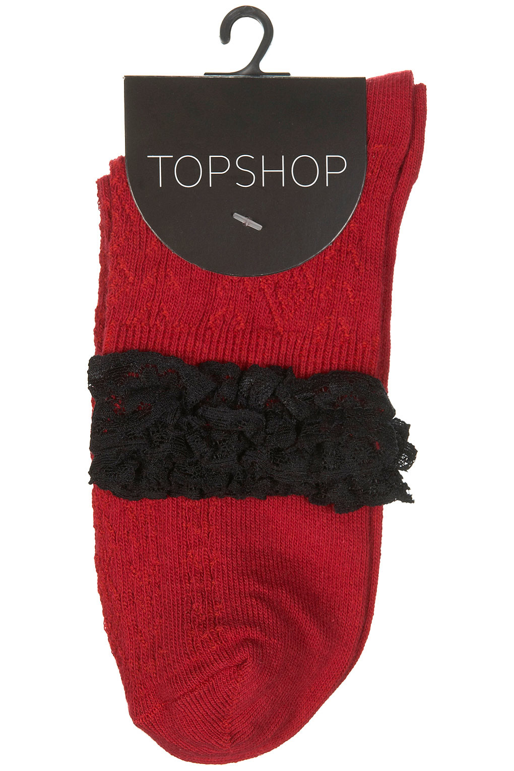 Lace Trim Ankle Socks in Red Lyst