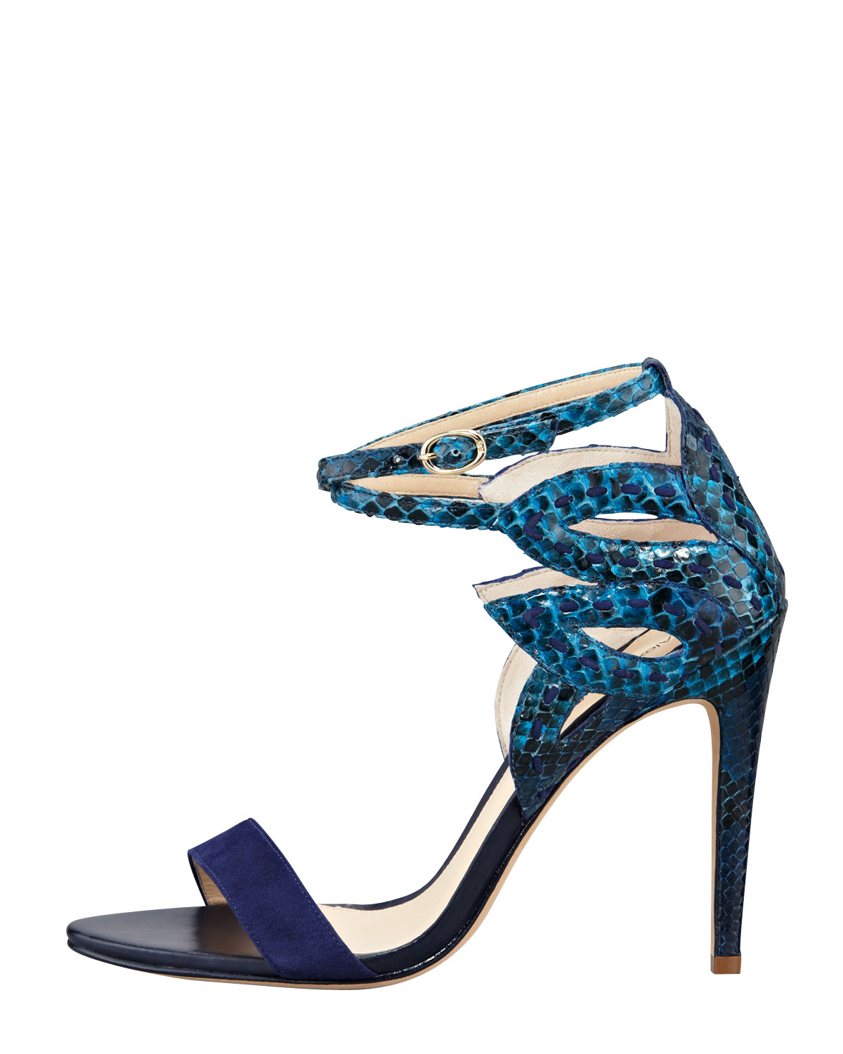 Lyst - Alexandre Birman Python Anklecutout Sandal Blue in Blue