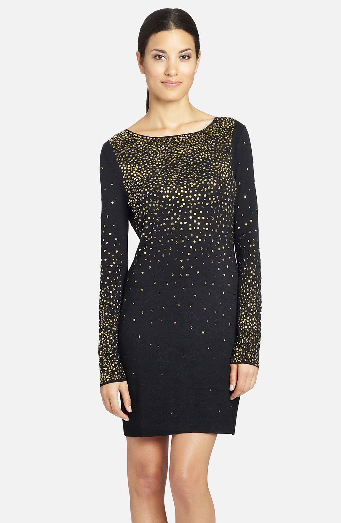 Cynthia Steffe Nastasia Long Sleeve Embellished Sheath Dress in Black ...