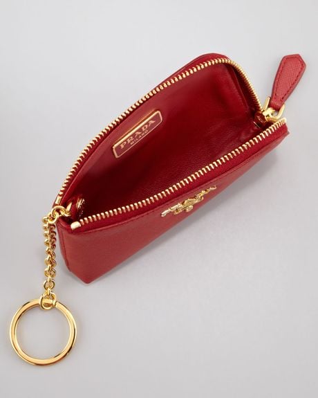 Prada Saffiano Key Pouch Fuoco in Red (fuoco) | Lyst