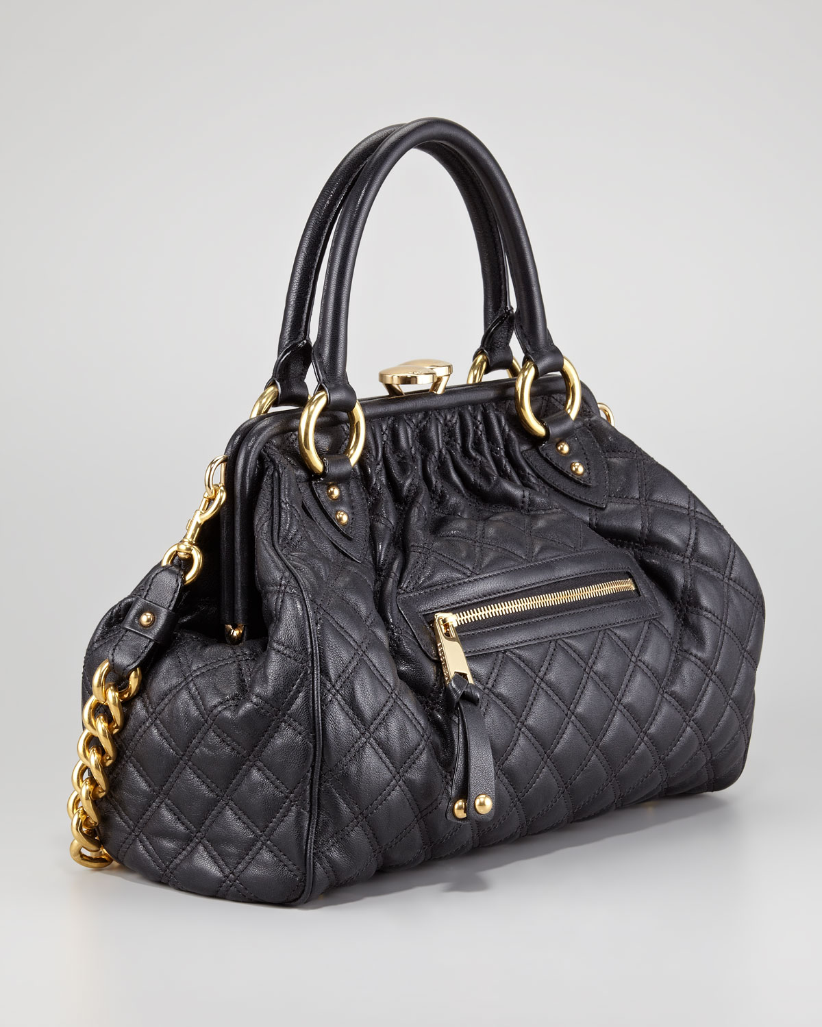 Marc Jacobs Stam Quilted Leather Satchel Bag in Black - Lyst