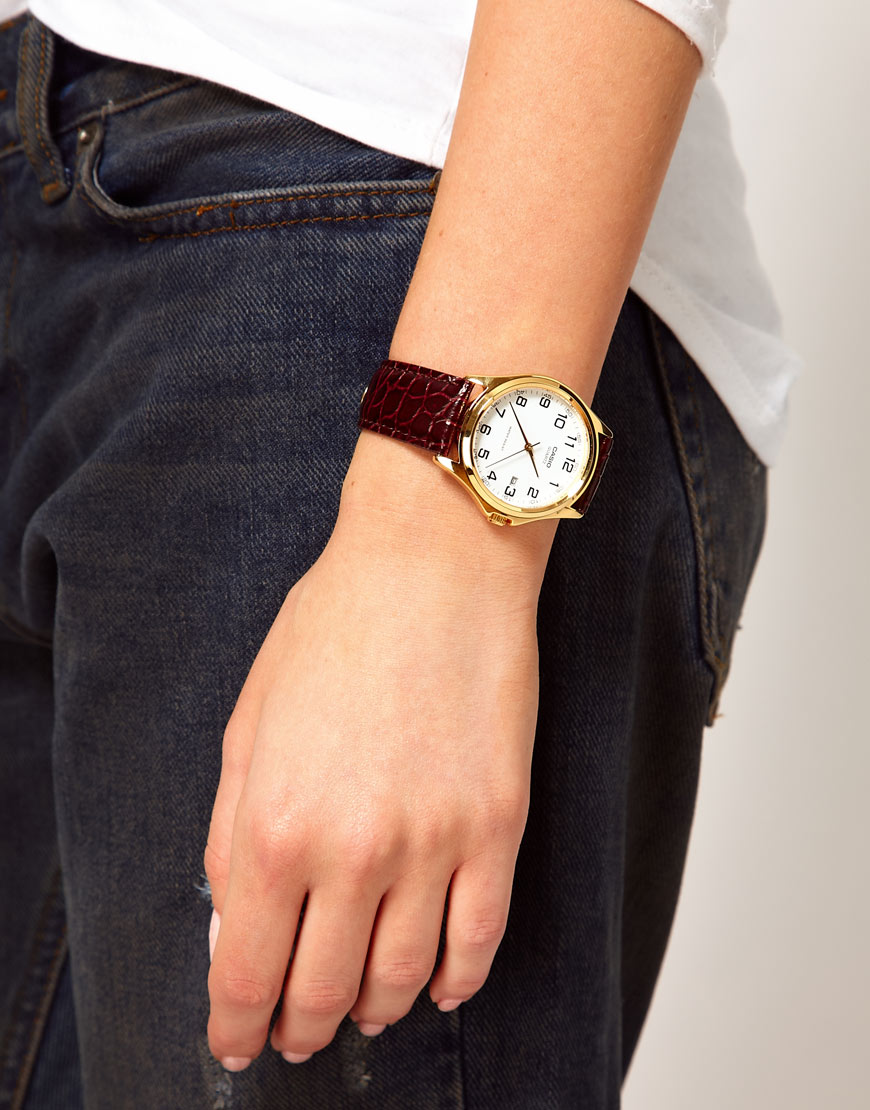 casio women's leather watch