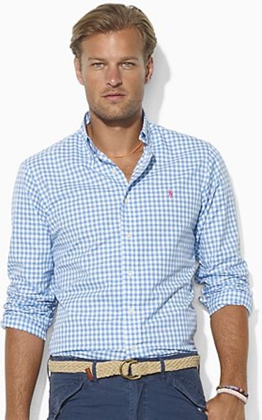Ralph Lauren Polo Customfit Checked Cotton Broadcloth Shirt in White ...