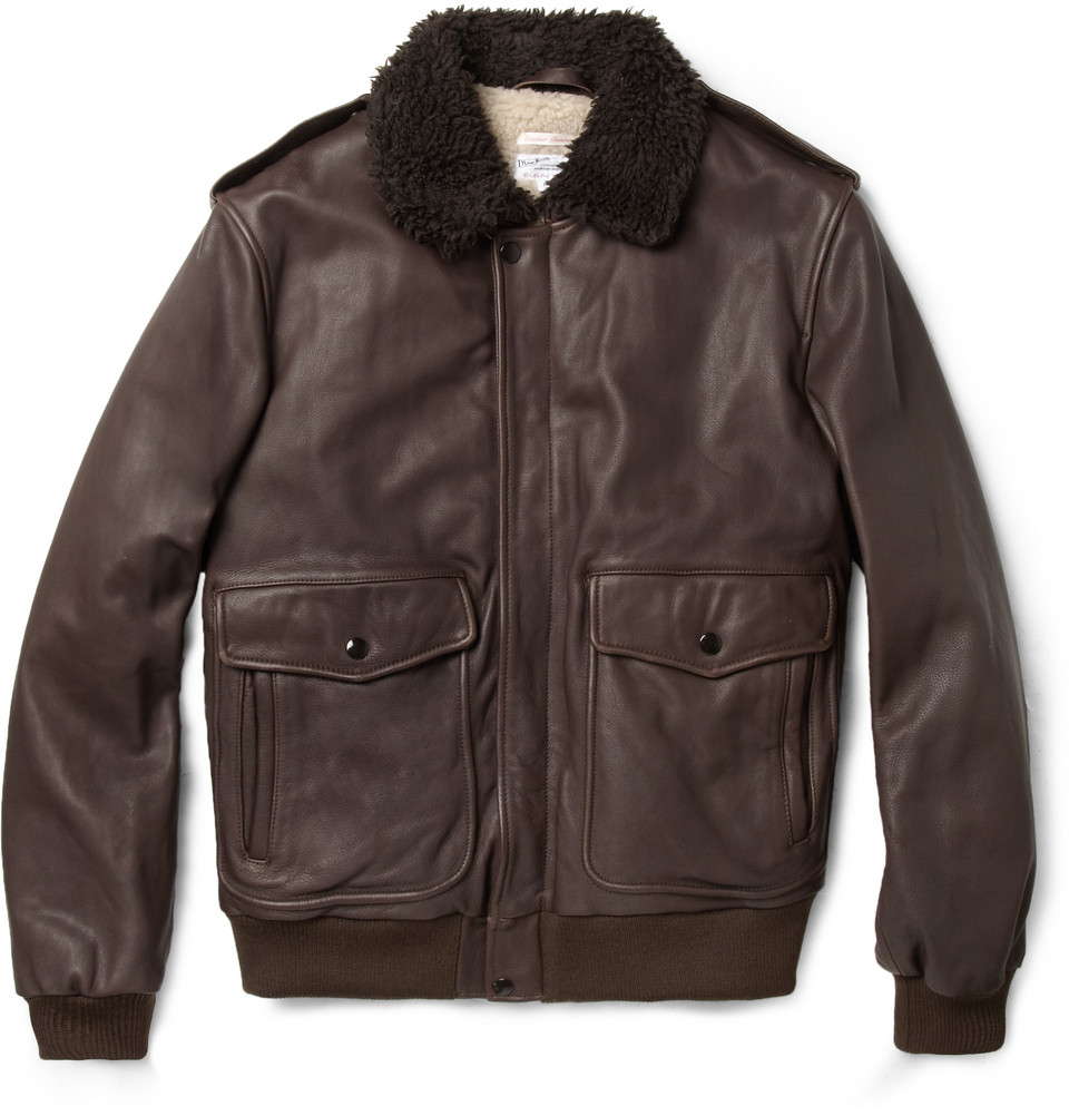 Gant Rugger A2 Faux Shearlinglined Leather Bomber Jacket in Brown for ...