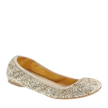gold glitter ballet flats