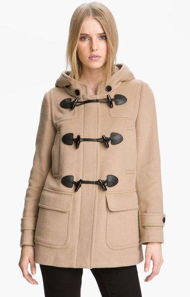 Burberry Brit Mawdsley Toggle Front Wool Coat in Beige (camel check) | Lyst