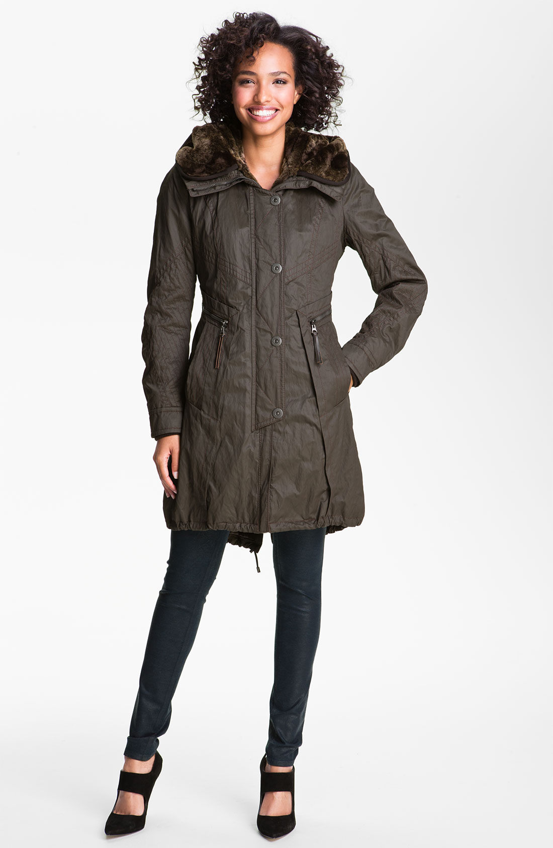 green fur hooded parka
