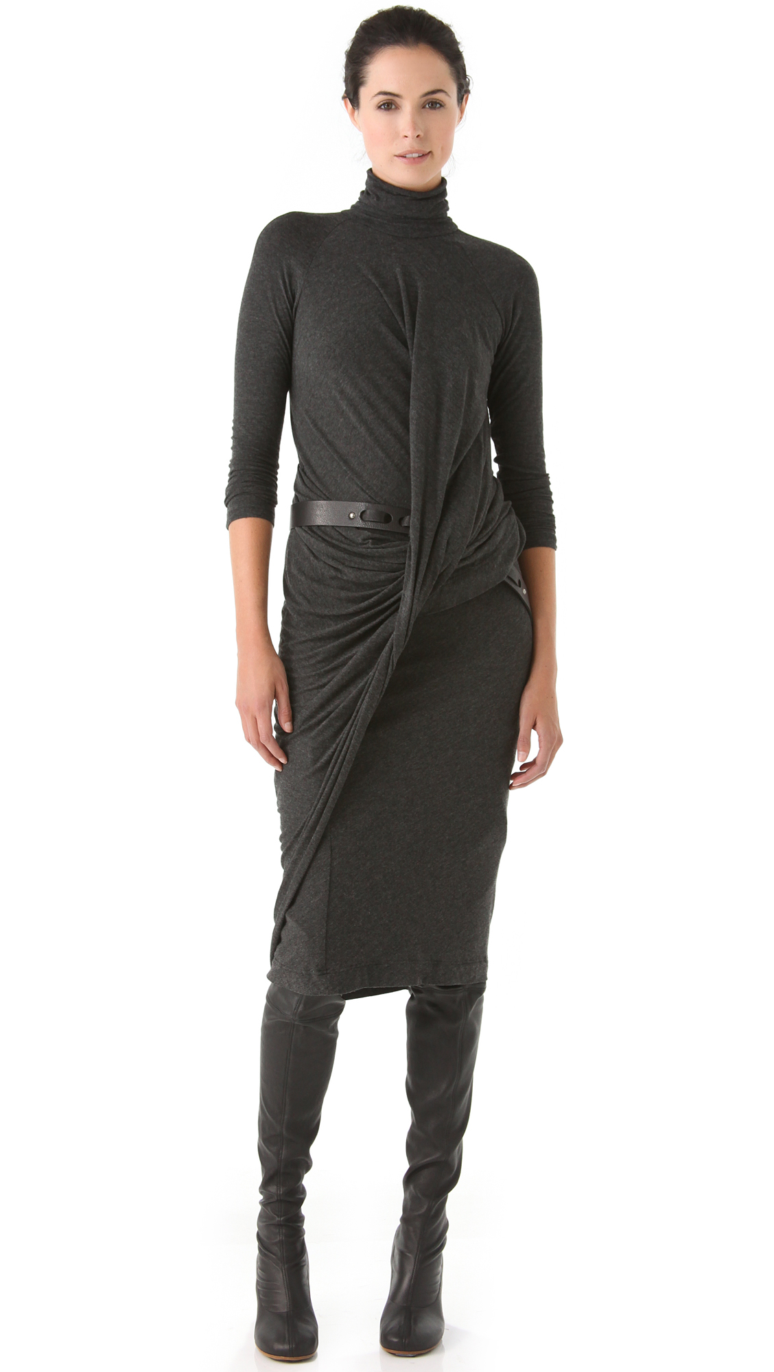 Lyst - Donna karan Twist Drape Dress in Black