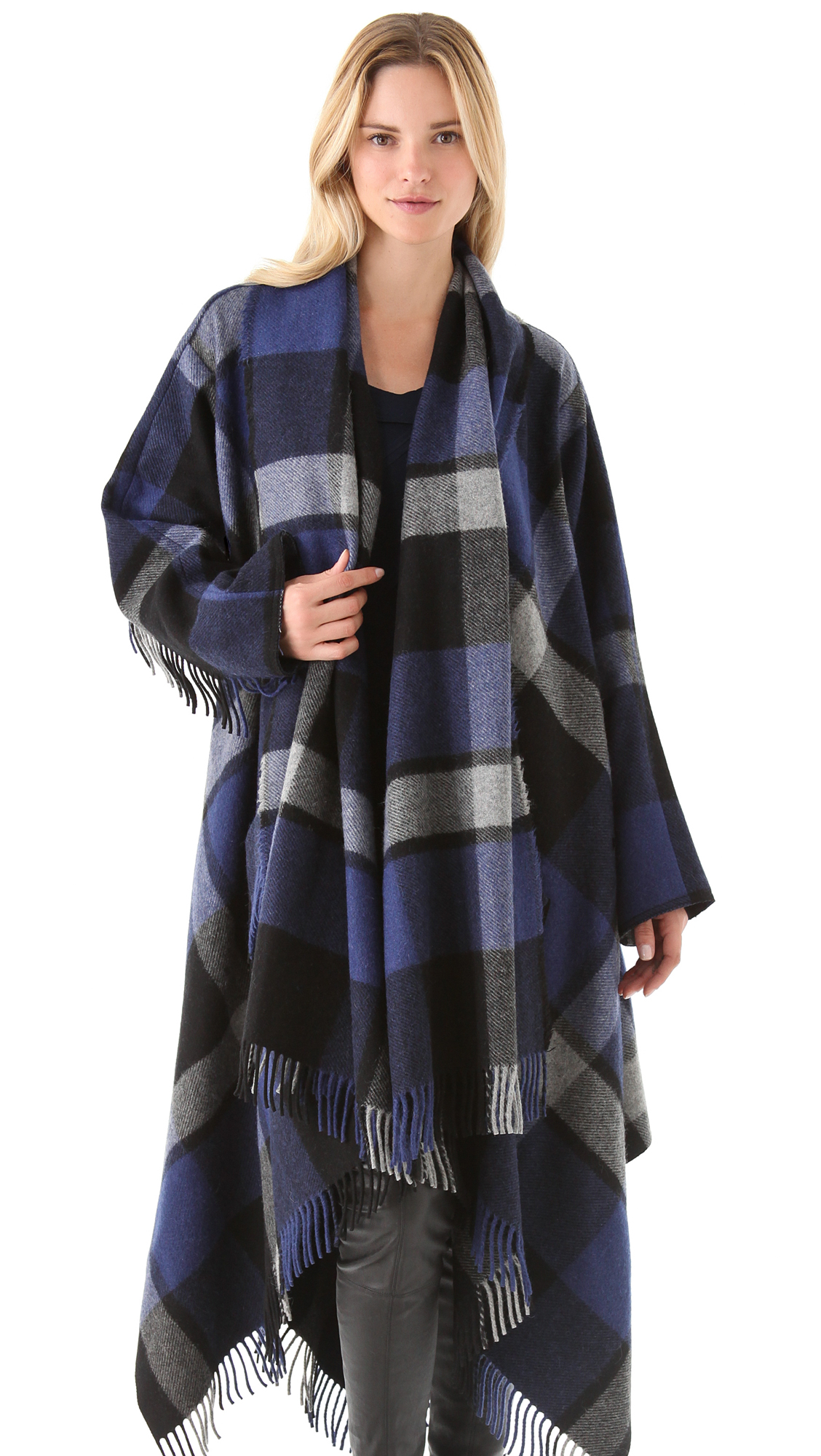 Lyst - Donna Karan Blanket Coat in Blue