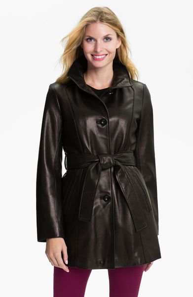 Ellen Tracy Leather Coat with Detachable Liner in Black | Lyst