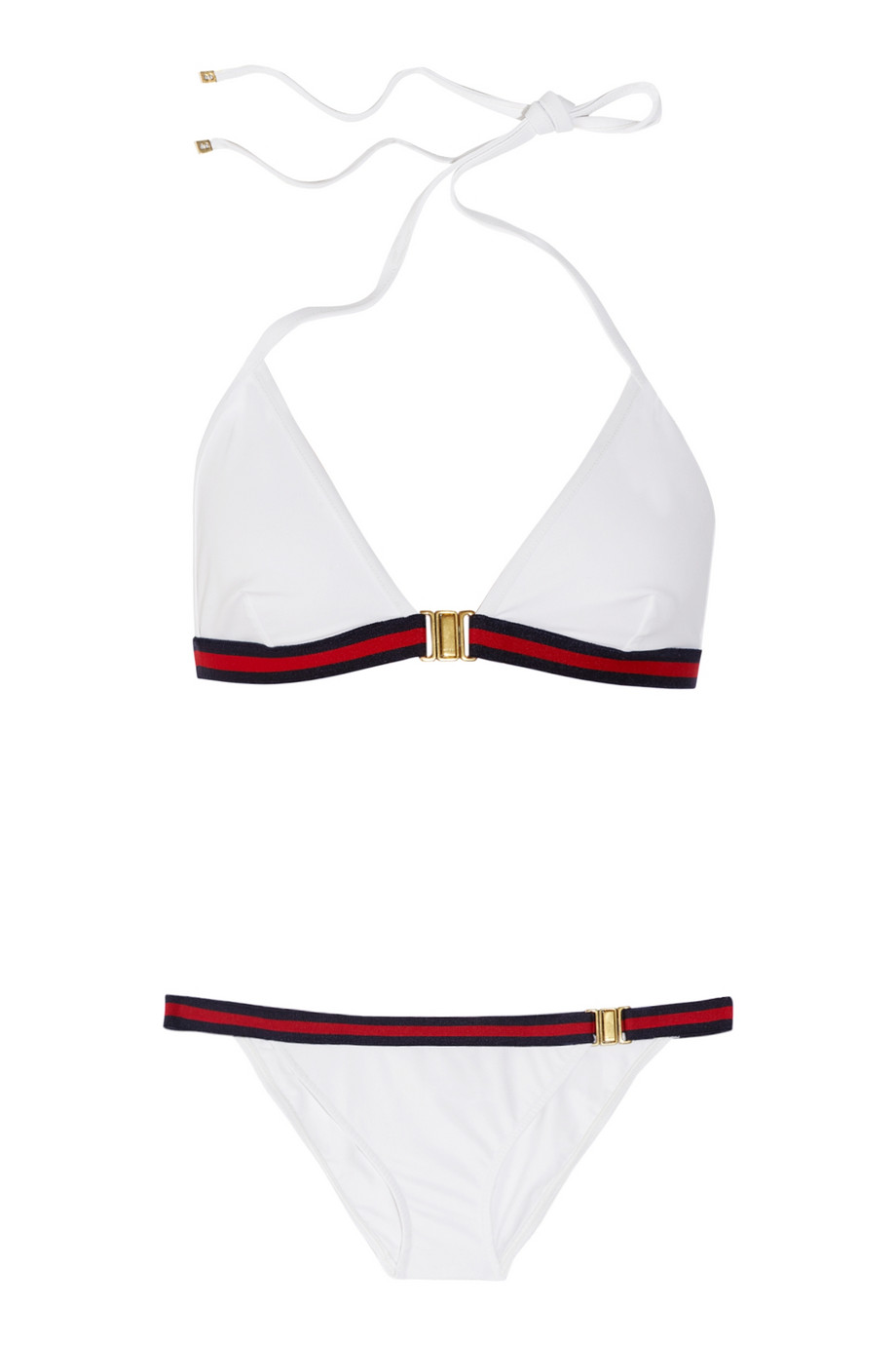 Gucci Stripe Trimmed Triangle Bikini in White | Lyst