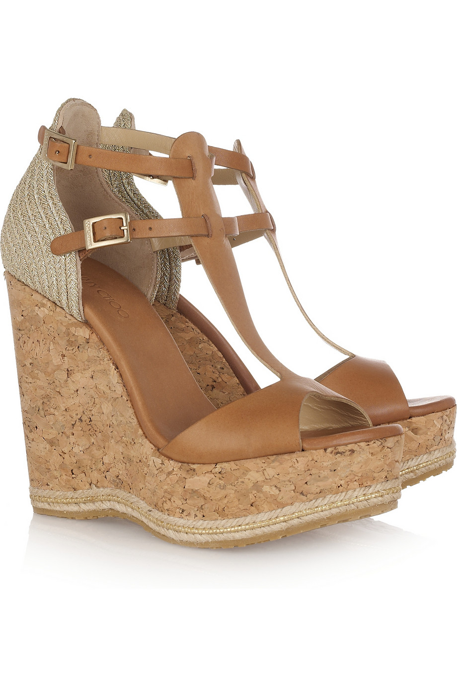 jimmy choo tan wedges