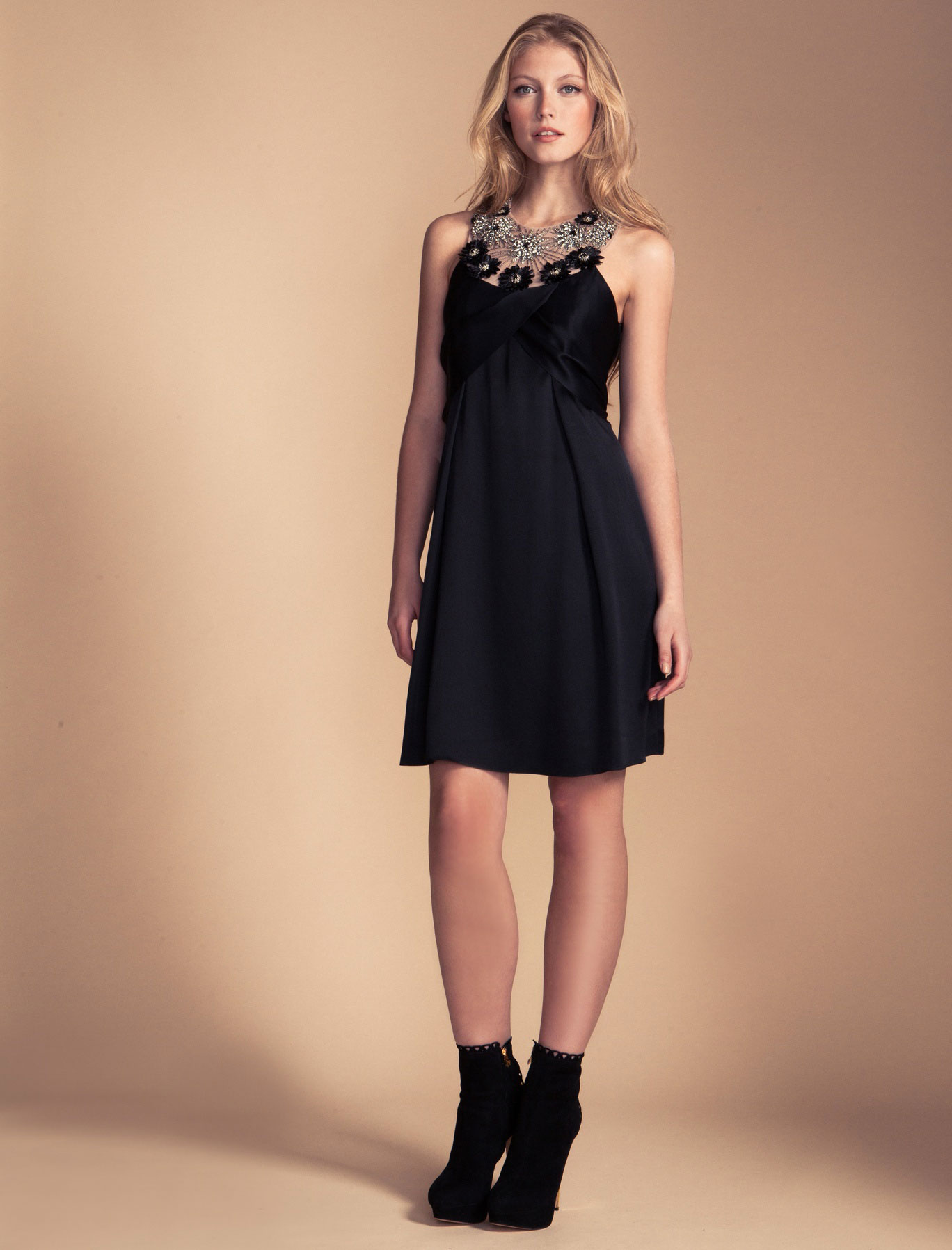 Lyst Temperley London Raffia Flower Necklace Dress in Black