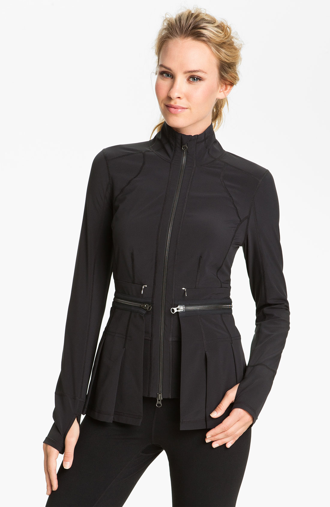 Zella Zip Off Peplum Jacket in Black Lyst