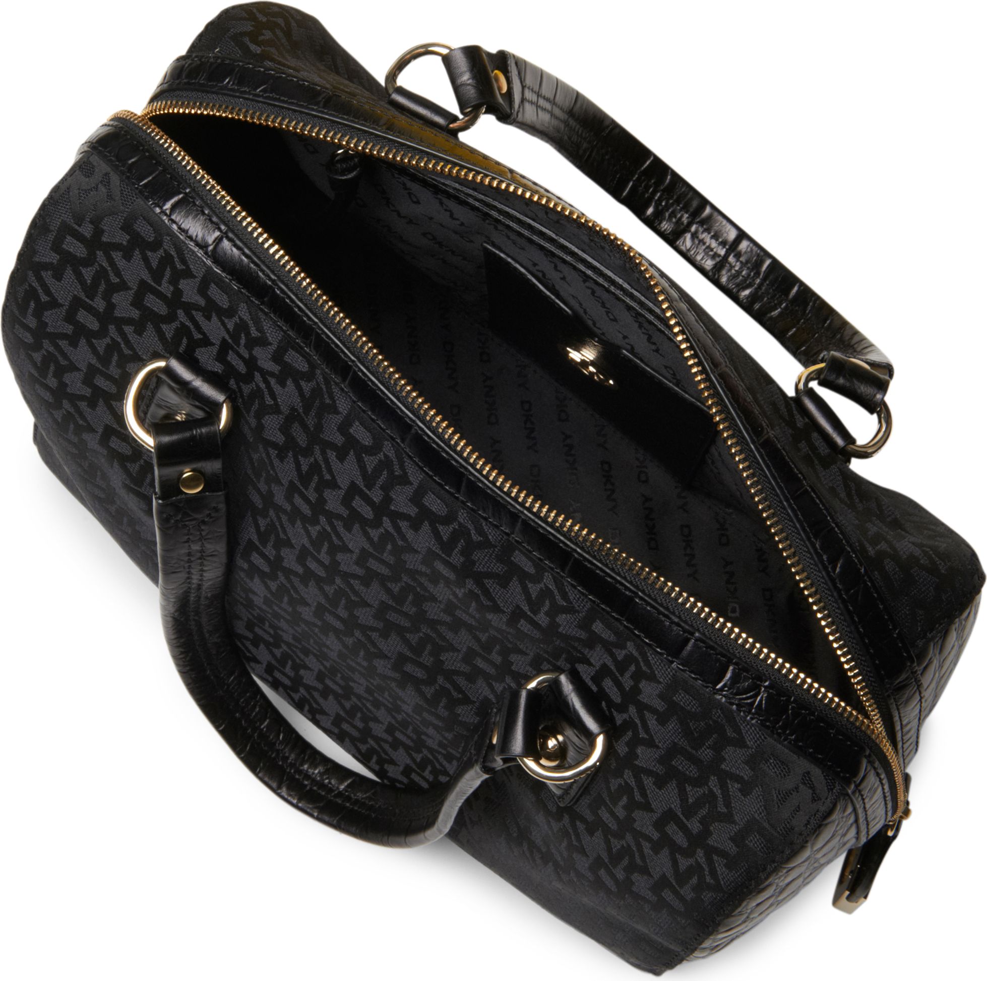 DKNY Town Country Croco Bowling Bag in Black Lyst UK