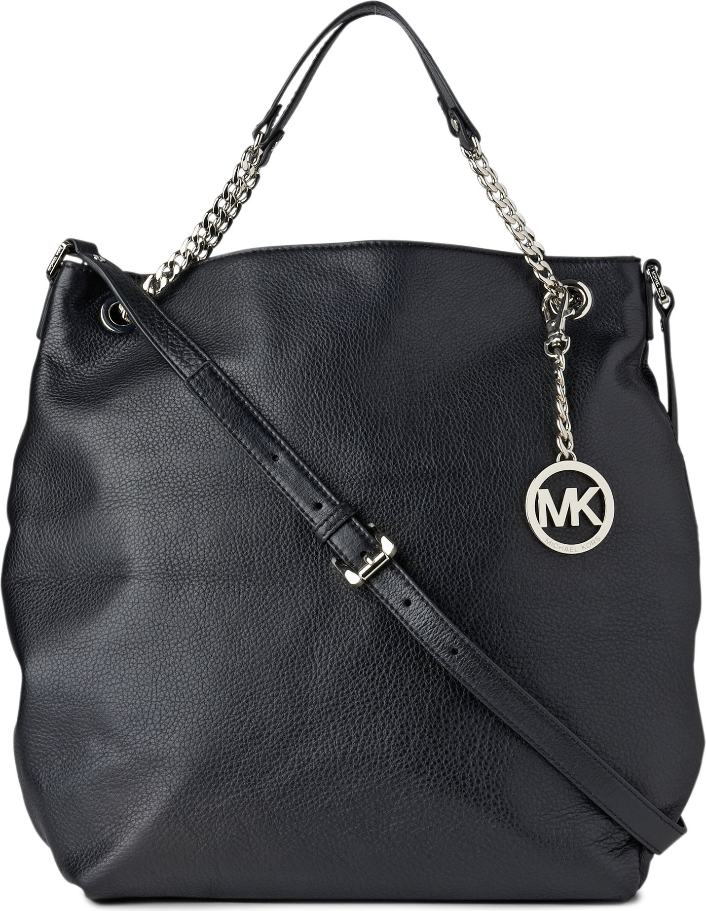 Michael Kors Jet Set Small Pebbled Leather Chain-Link Smartphone Crossbody Bag For Women (Black, OS)