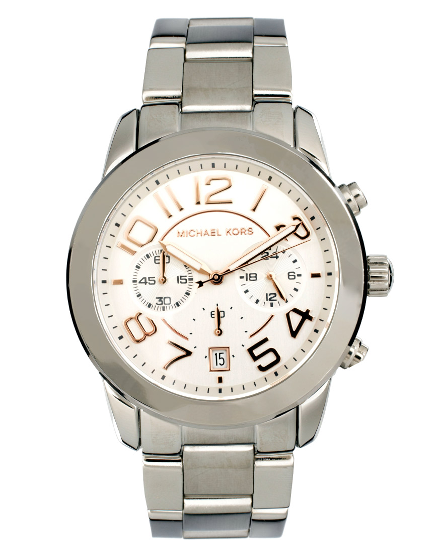 Michael Kors Silver Chronograph Watch in Metallic for Men Lyst