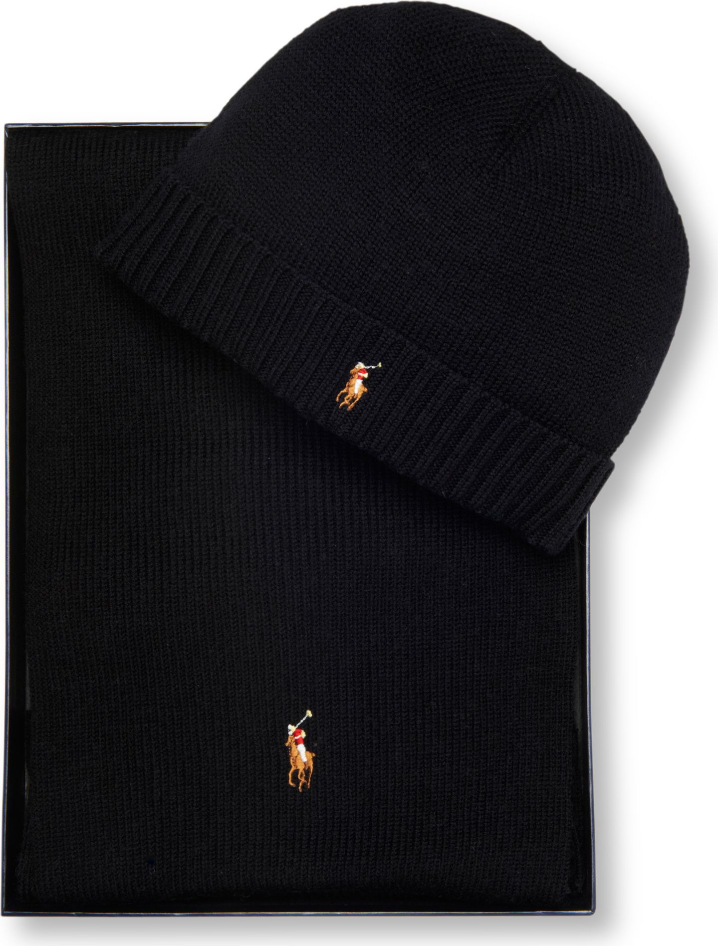 Ralph Lauren Pony Player Beanie Hat and Scarf Set in Black for Men - Lyst