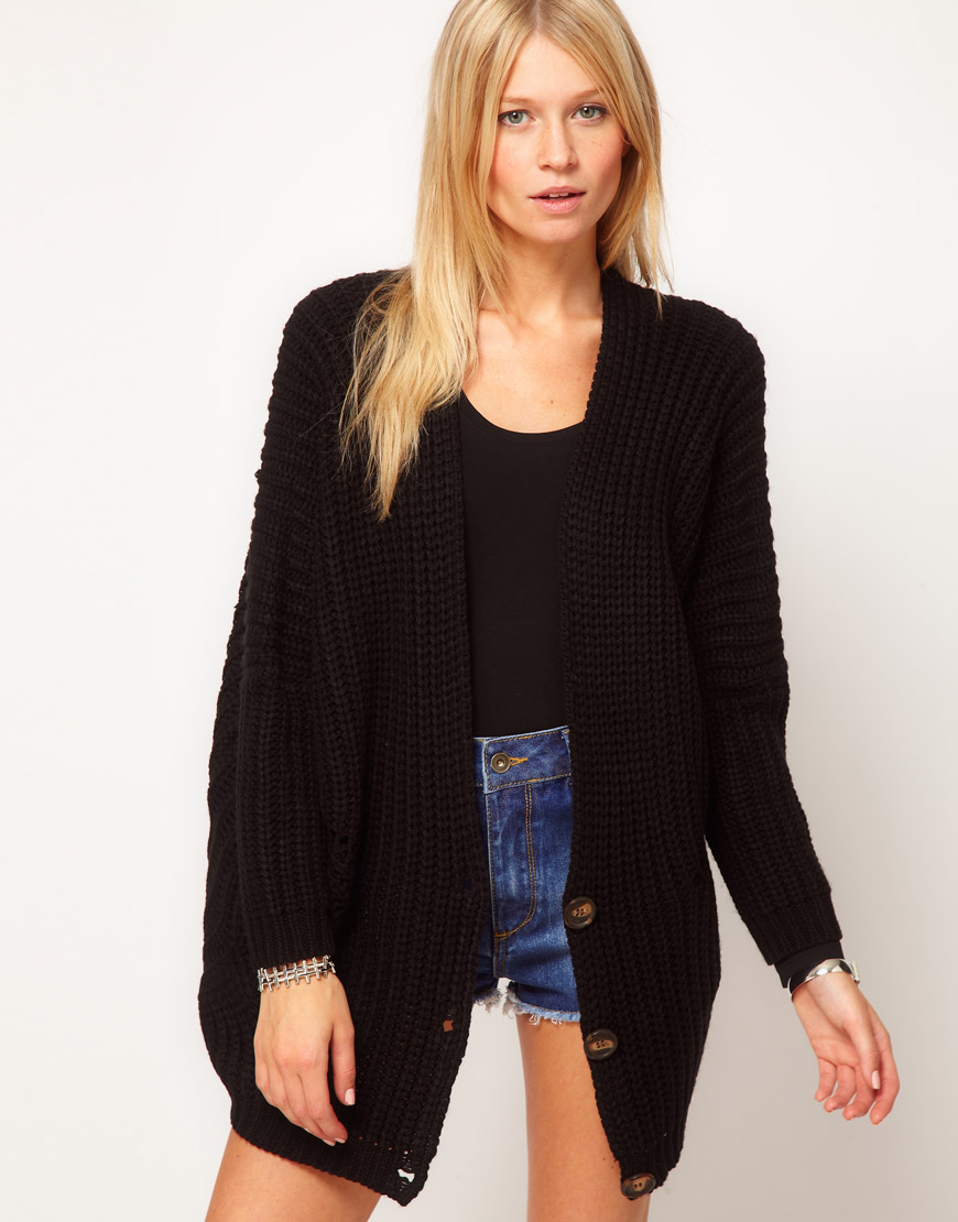 oversized chunky black cardigan
