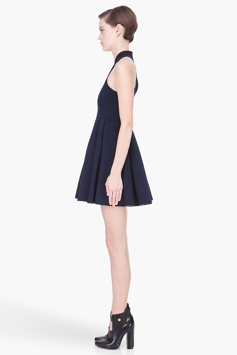T By Alexander Wang Pleated Neoprene Dress In Navy Blue Lyst