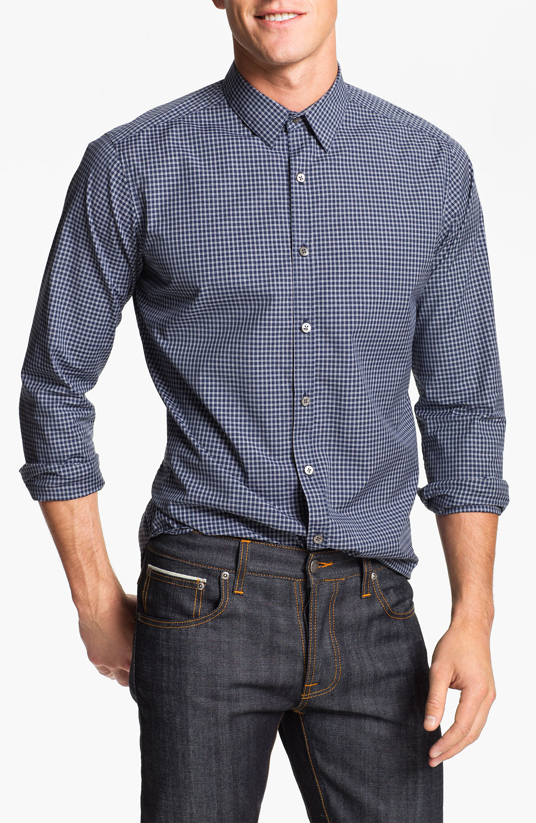 Theory Zack Check Shirt in Blue for Men (glide multi/ light blue) | Lyst